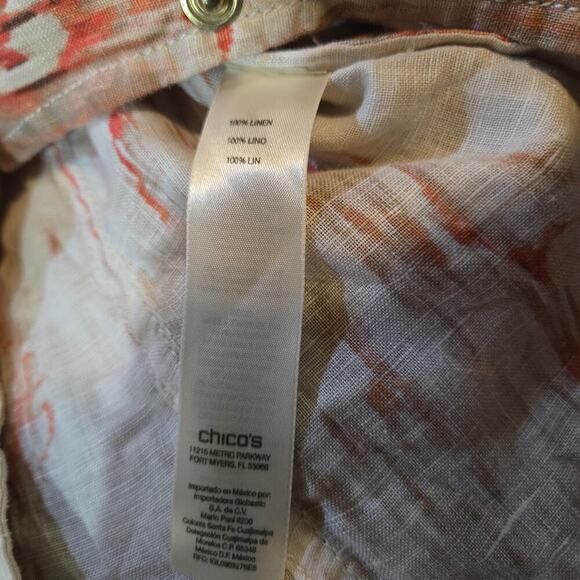 Chico’s Linen Blend Jacket Size 2 Large Peach Coral Abstract Print - Picture 10 of 10